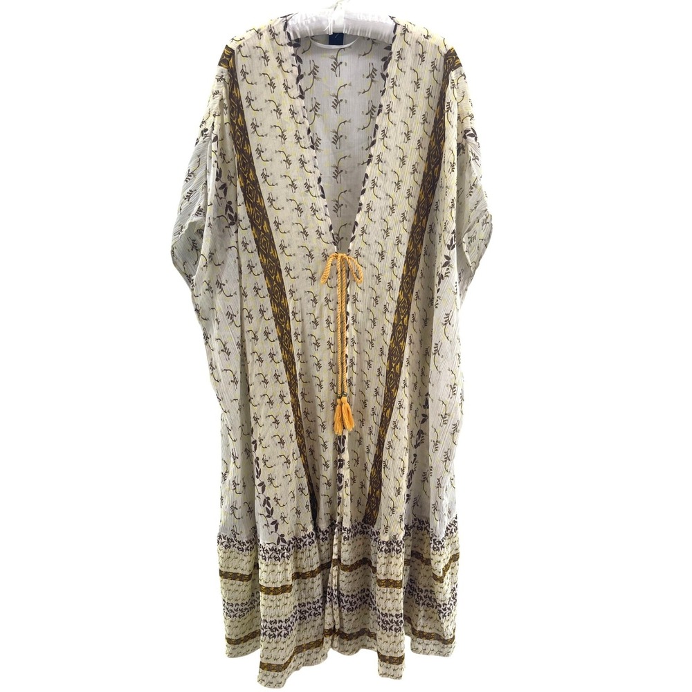Steve‎ Madden Aztec Beach Vacation Cover Up Maxi Dress OSFM Kimono Sleeves Boho